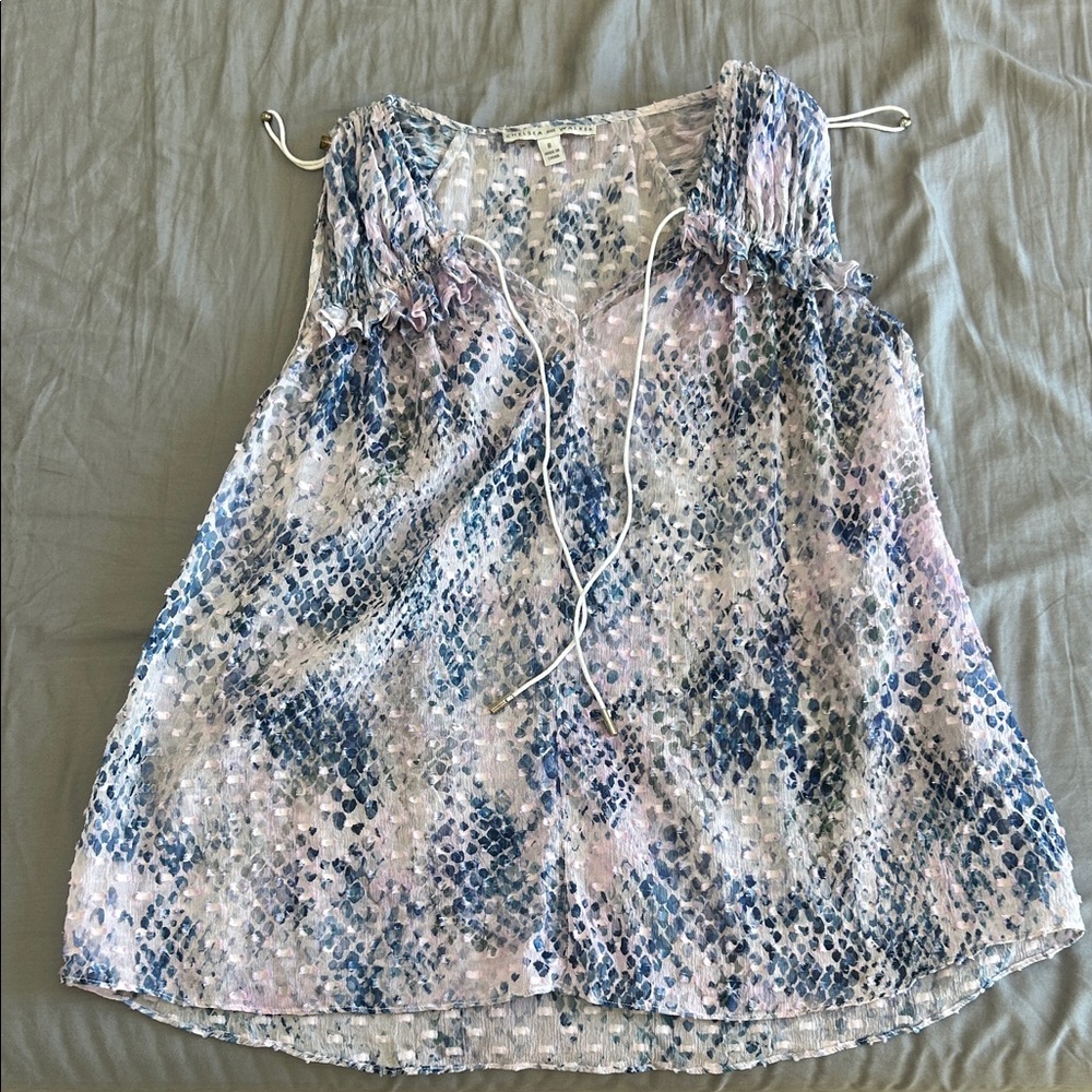 Women's Blue and Pink Sleeveless Top